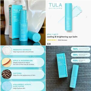 NIB! TULA Skincare Glow + Get It Cooling & Brightening Eye Balm Stick Undereyes